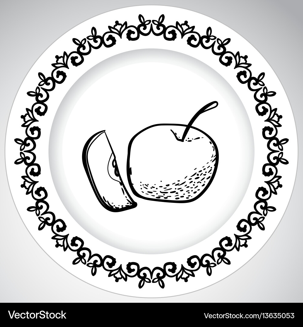 Template plates pattern with fruit in a graphic vector image