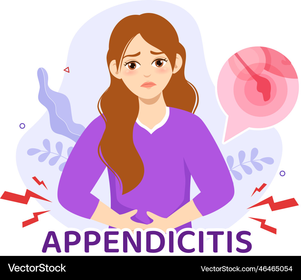 Appendicitis with inflammation of the appendix Appendicitis with inflammation of the appendix vector image