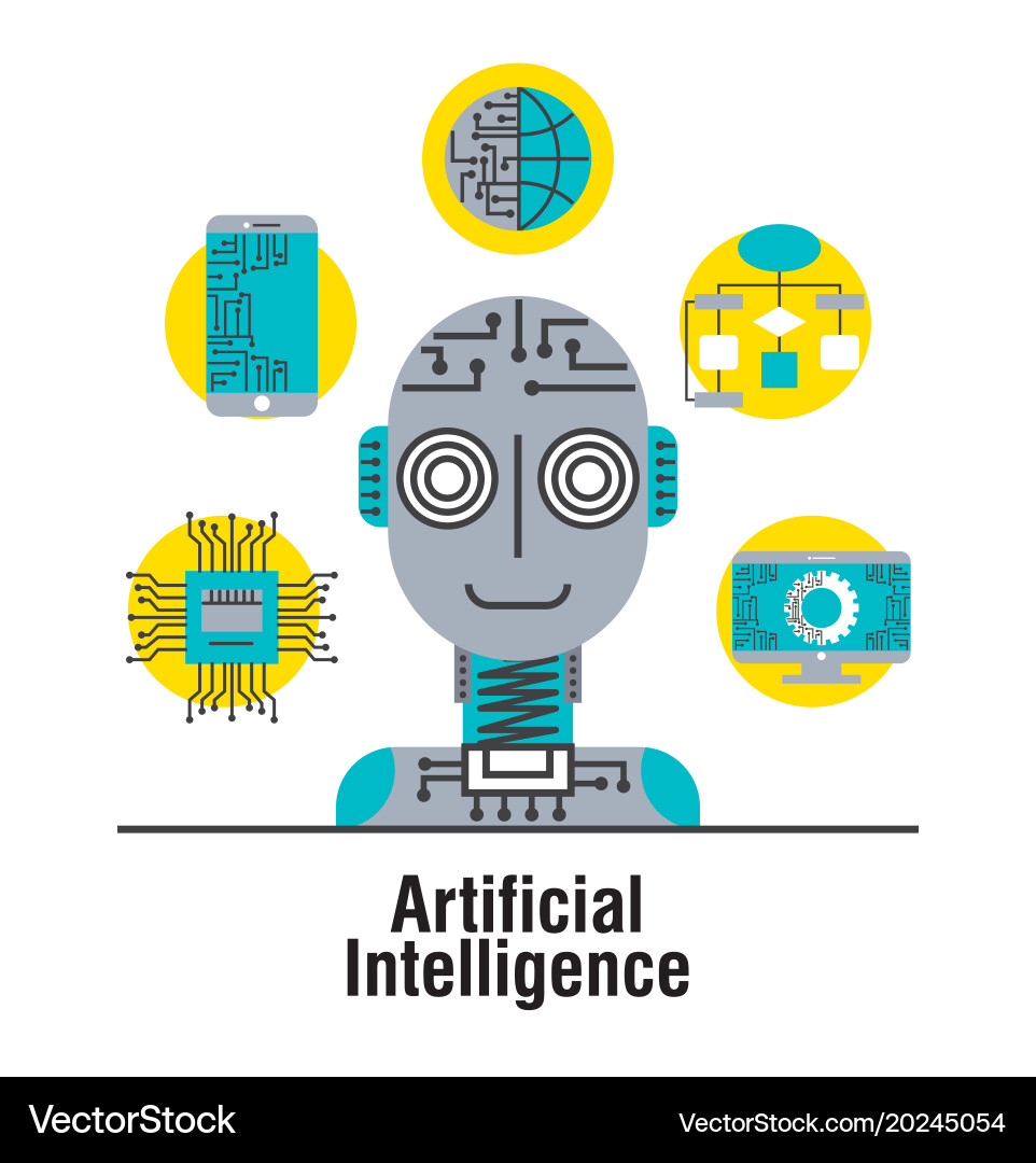 Artificial intelligence mobile circuit global vector image