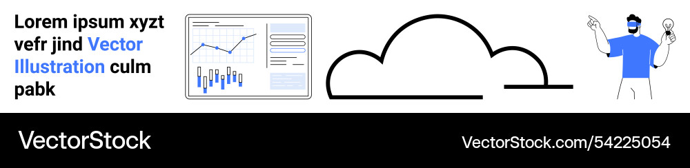 Business analytics with data charts cloud Business analytics with data charts cloud vector image