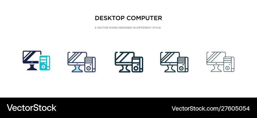 Desktop computer icon in different style two Desktop computer icon in different style two vector image