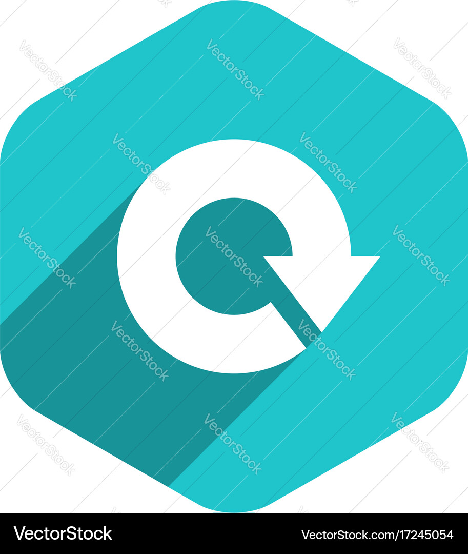 Flat arrow sign reload icon hexagon button vector image