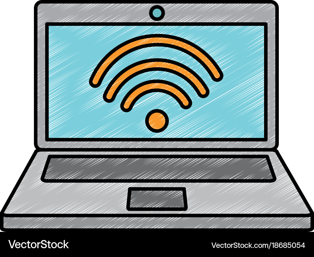 Laptop computer with wifi signal Vector Image