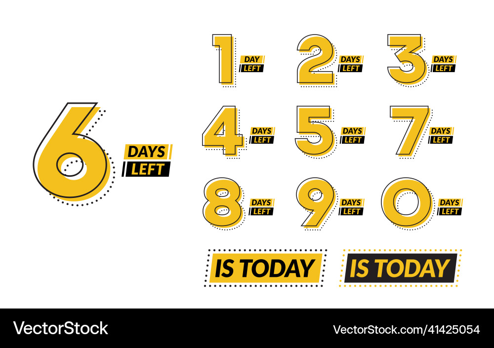 Modern days left numbers lines and dots design Modern days left numbers lines and dots design Vector Image