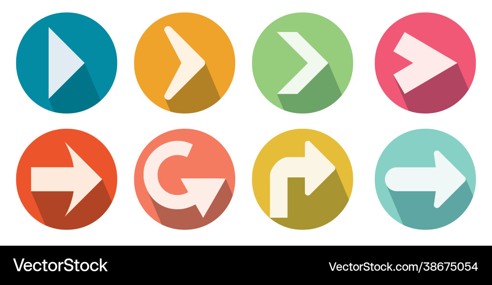 Set arrows in circle with shadow Set arrows in circle with shadow vector image