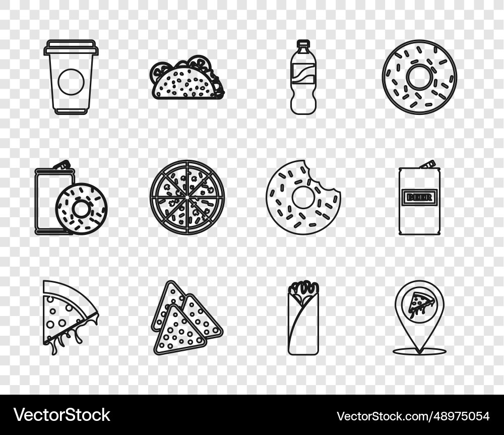 Set line slice of pizza location Vector Image
