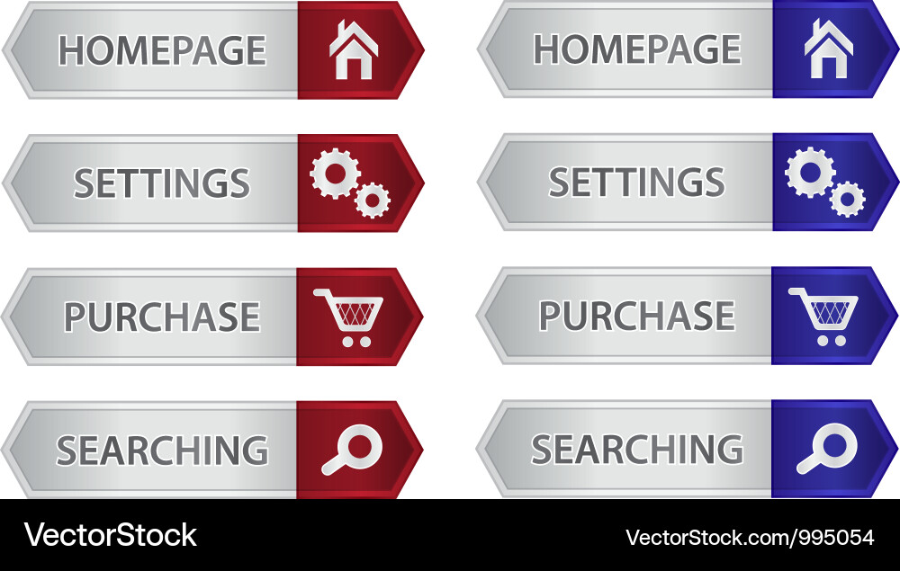 Silver web buttons with icons Vector Image