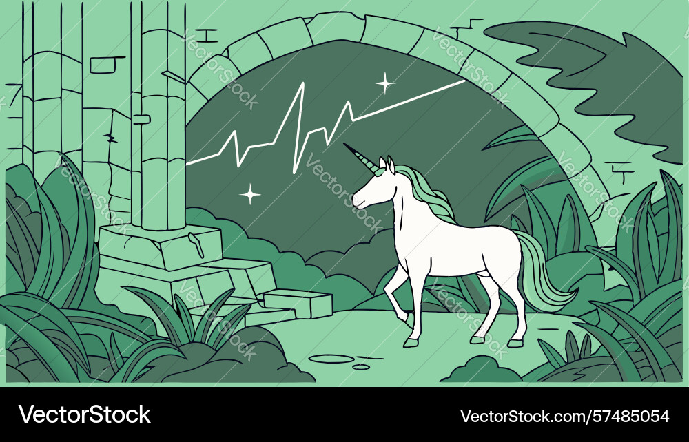 Unicorn with abstract heartbeat pattern dynamic Vector Image