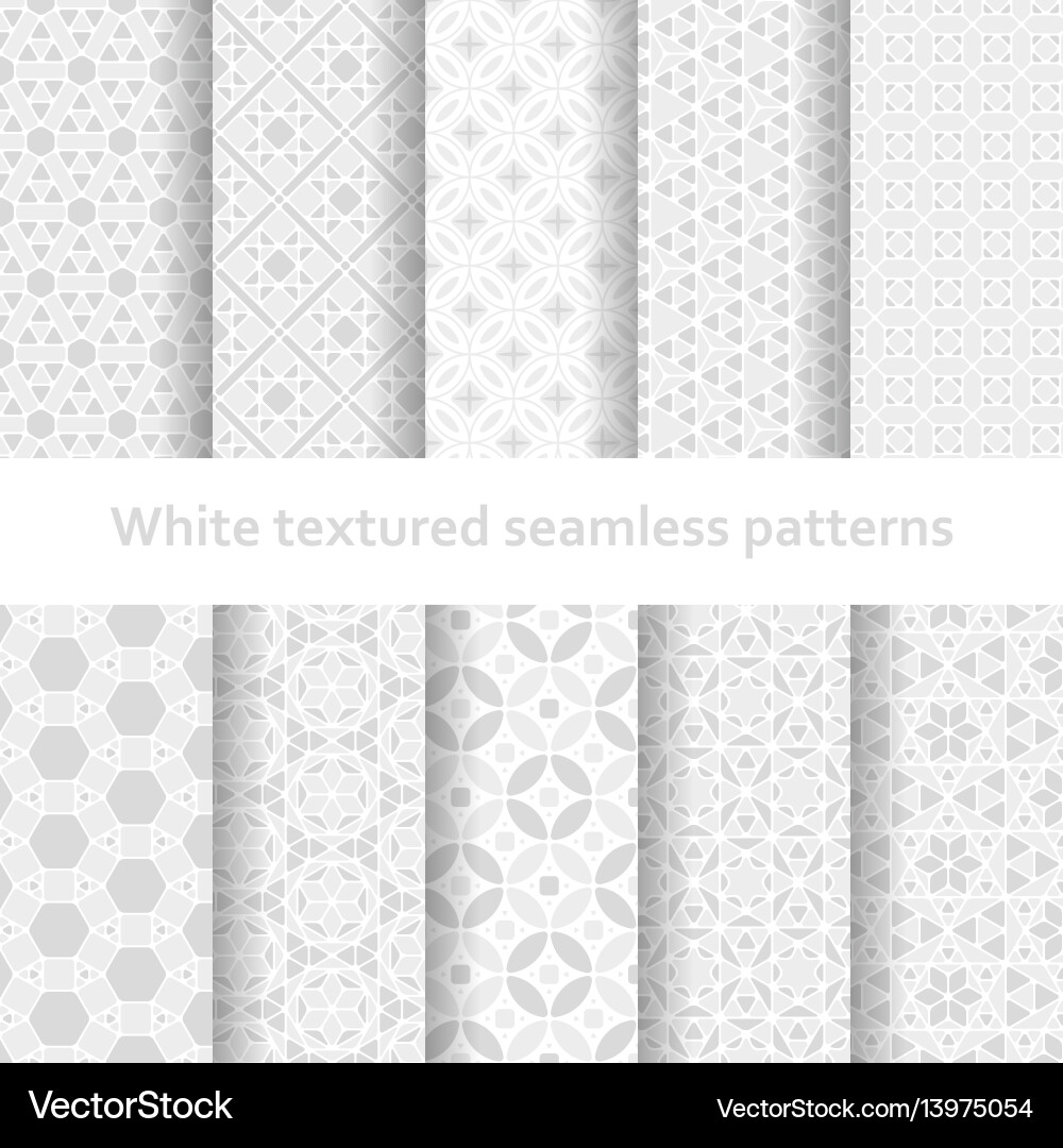 White Textured Seamless Patterns vector image