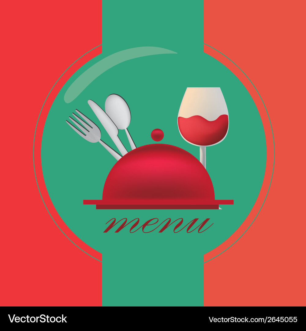 A colored design for menu with some utensils vector image