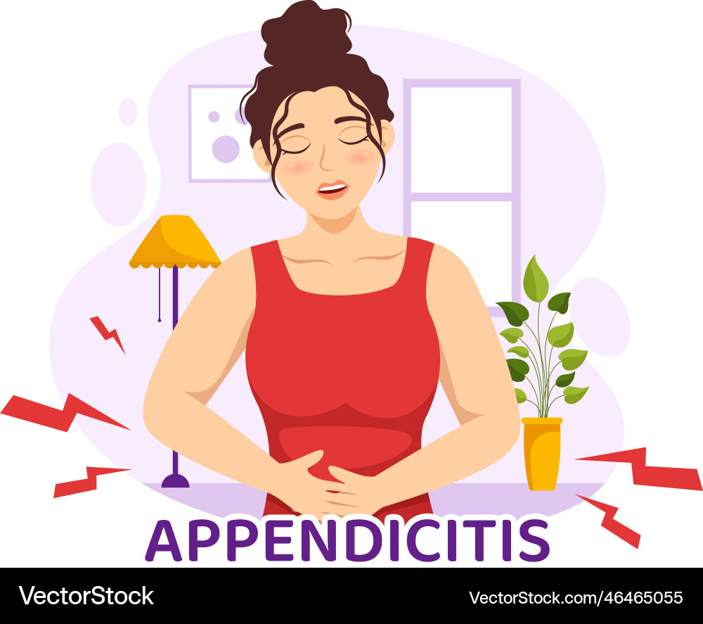 Appendicitis with inflammation of the appendix Appendicitis with inflammation of the appendix vector image