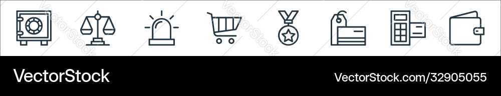 Banking and finance line icons linear set quality Banking and finance line icons linear set quality vector image