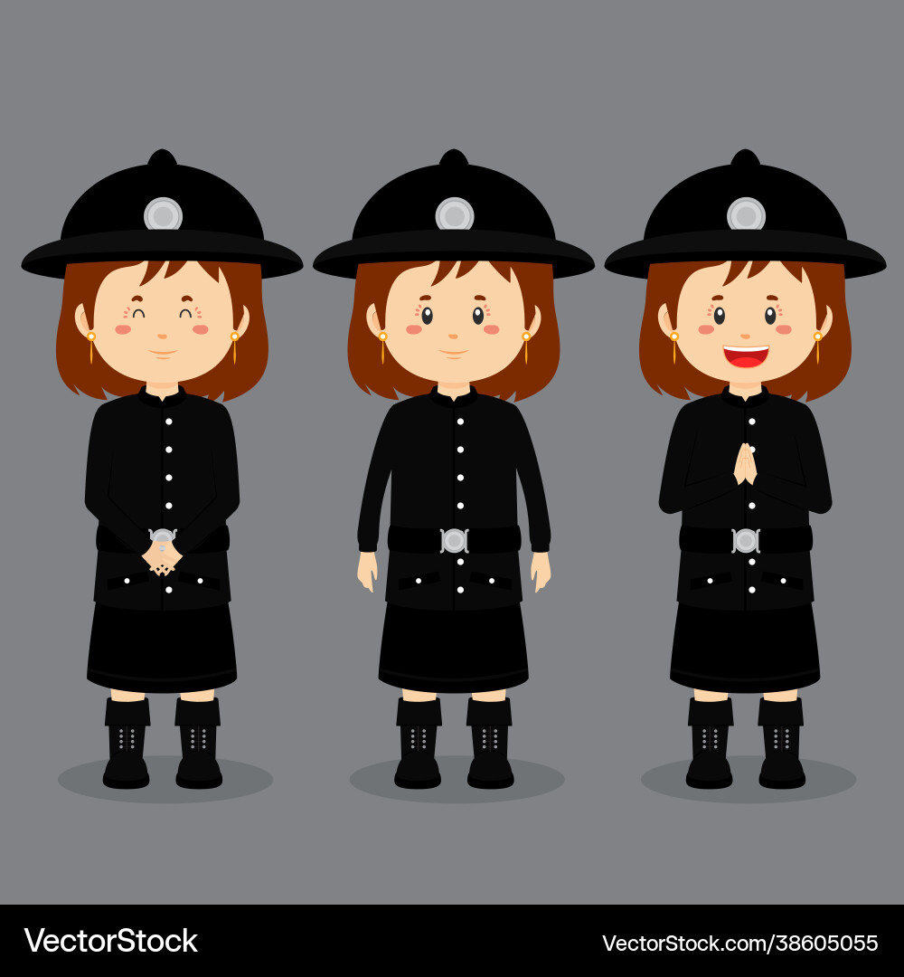 British character with various expression Vector Image
