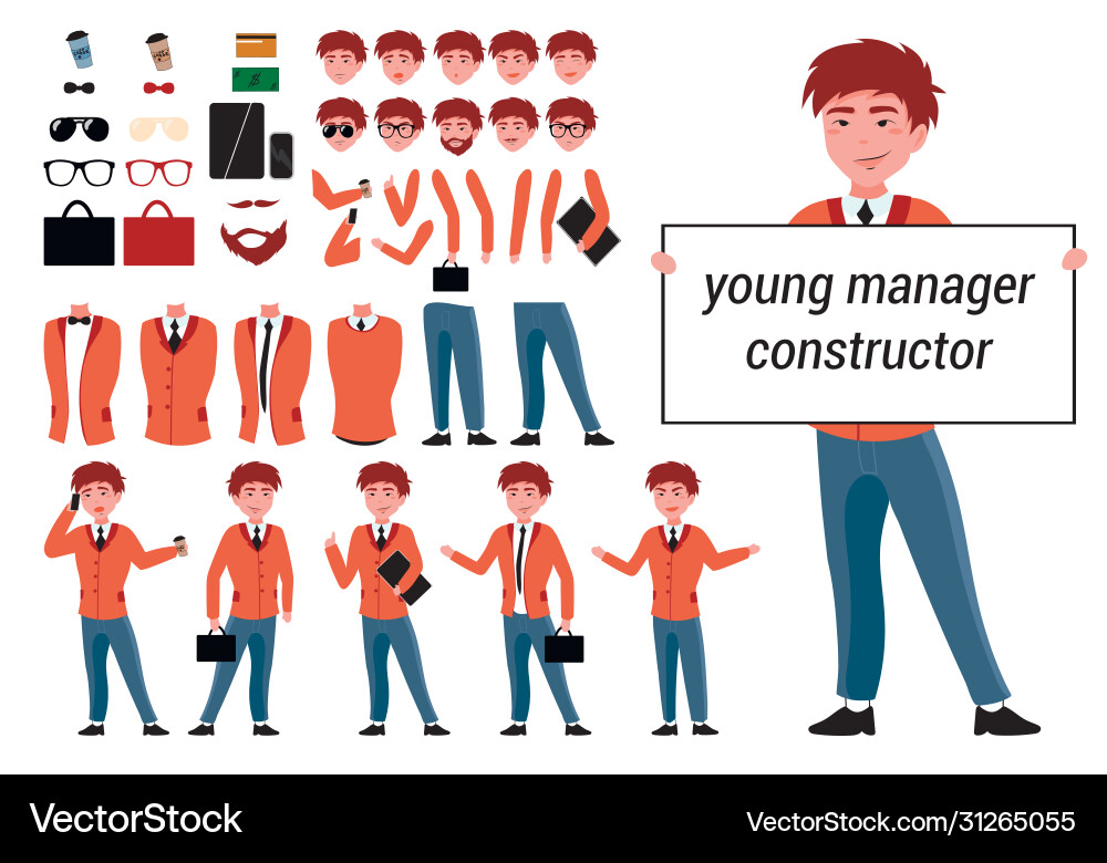 Constructor manager character for your scenes Constructor manager character for your scenes vector image