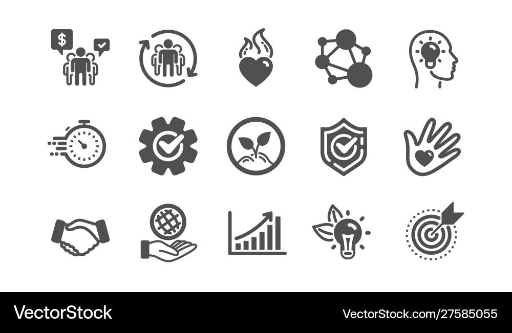 Core values icons integrity target purpose Core values icons integrity target purpose vector image