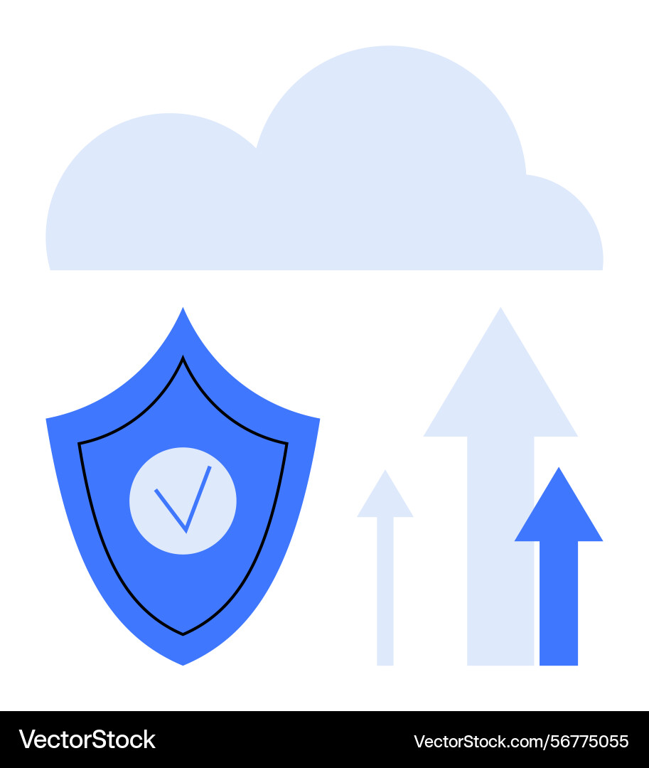 Data security and cloud storage with shield Data security and cloud storage with shield vector image