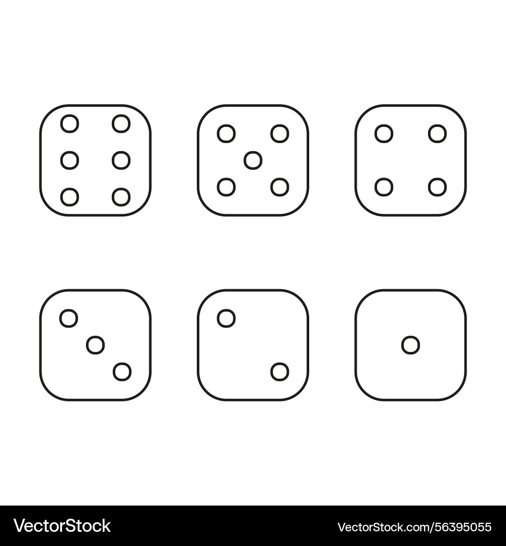 Dice icons set simple outline random number Vector Image