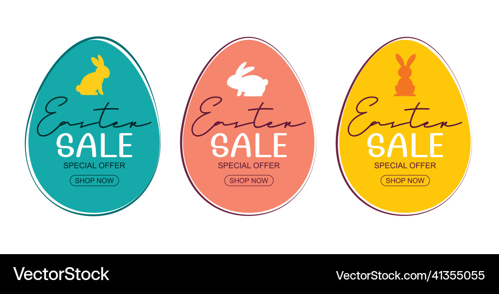 Easter Sale Banner - Colorful Eggs & Flowers vector image