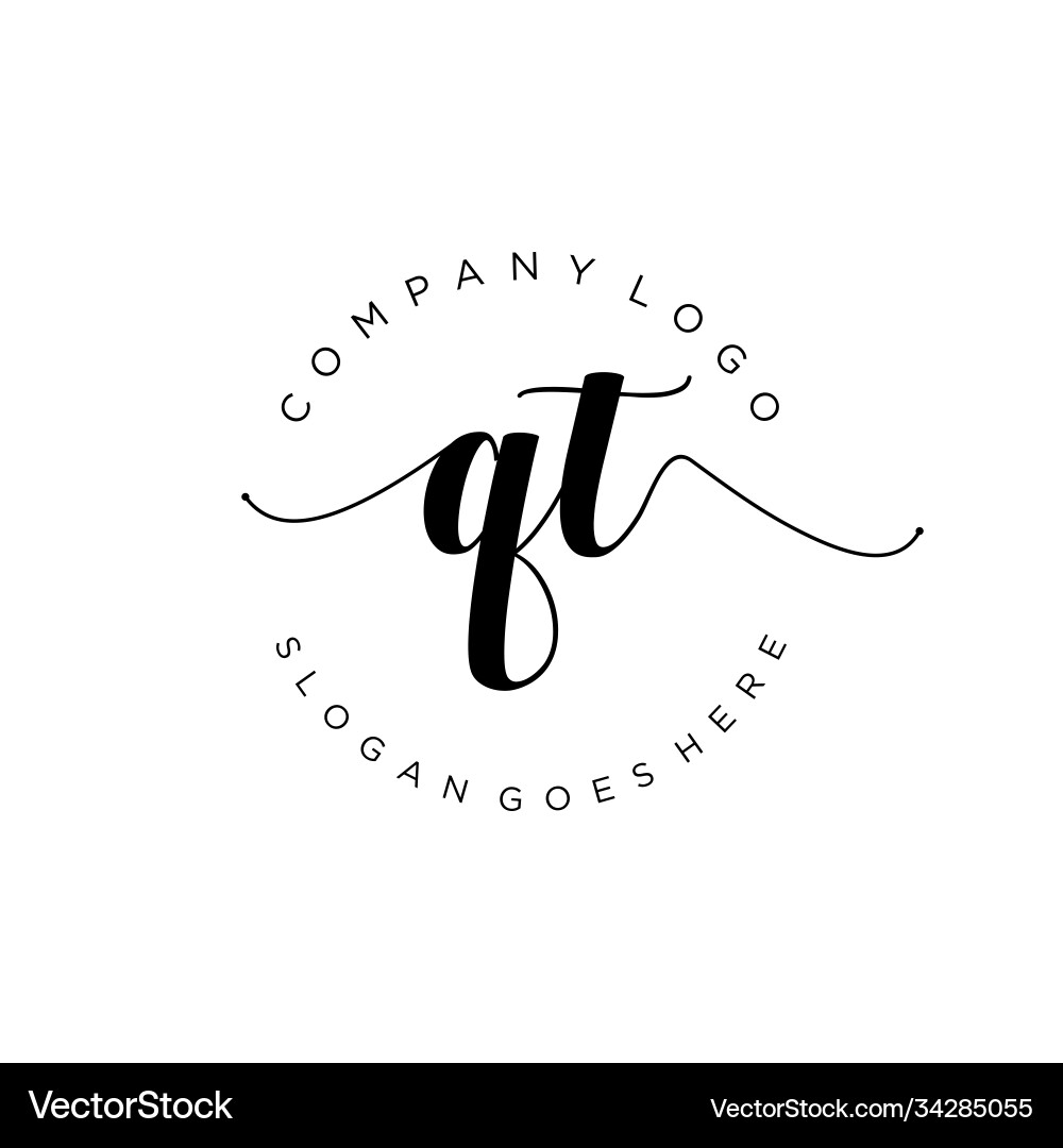 Initial qt handwriting logo with circle template Initial qt handwriting logo with circle template Vector Image