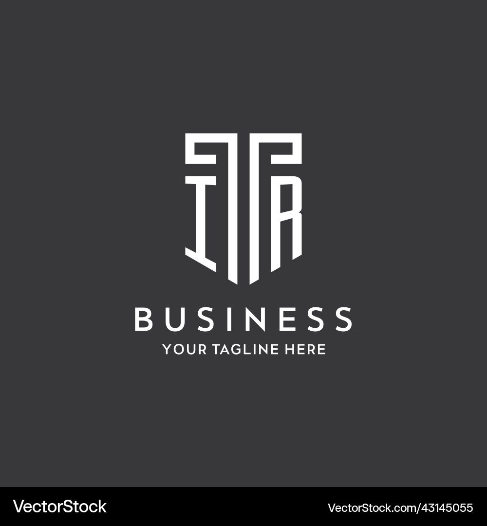 Ir monogram initial name with shield shape icon Vector Image