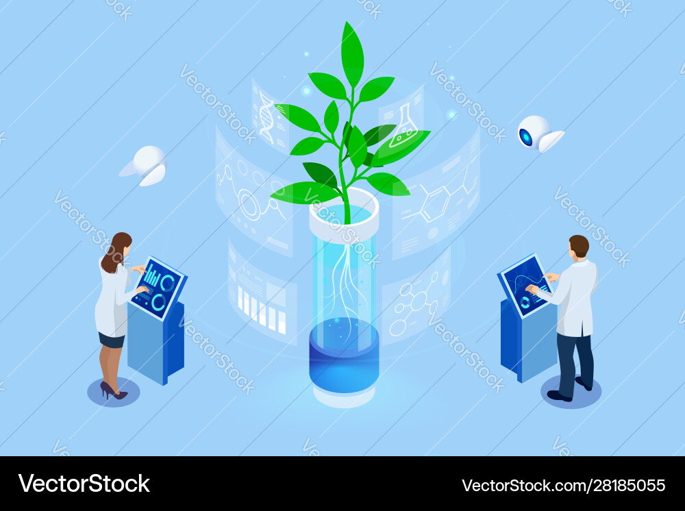 Isometric concept laboratory exploring new vector image