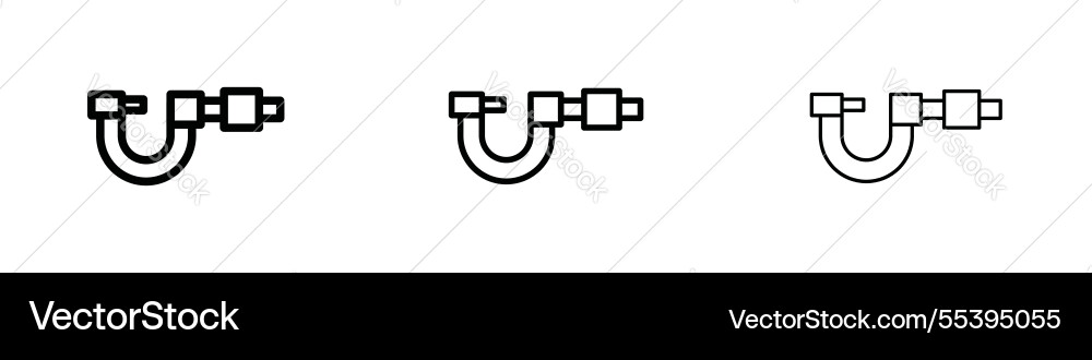Micrometer icons in three different stroke lines Micrometer icons in three different stroke lines Vector Image