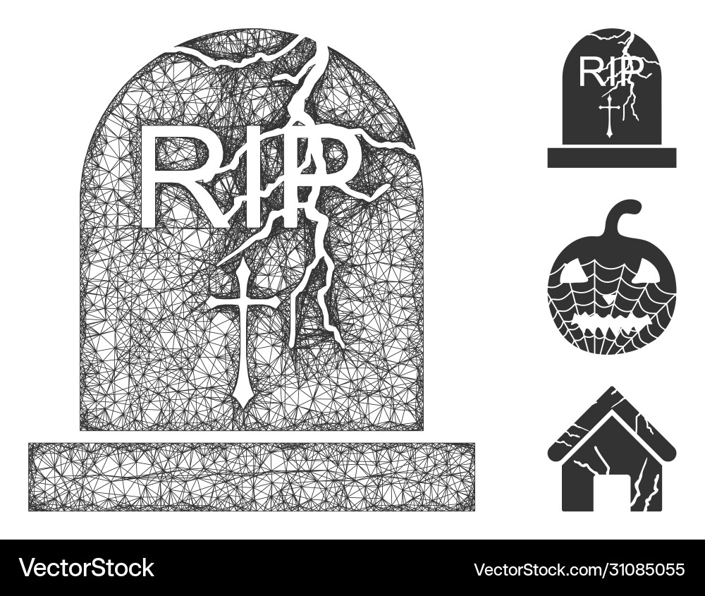 Old grave polygonal web mesh Old grave polygonal web mesh Vector Image