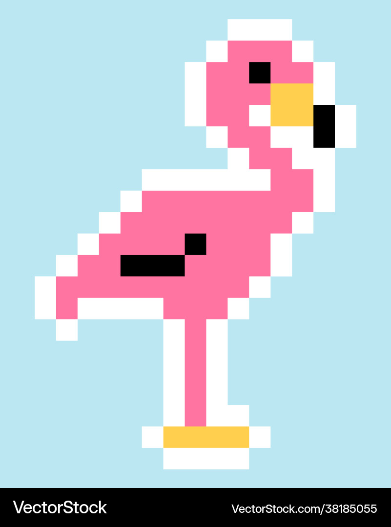 Pixel flamingo image for game assets vector image
