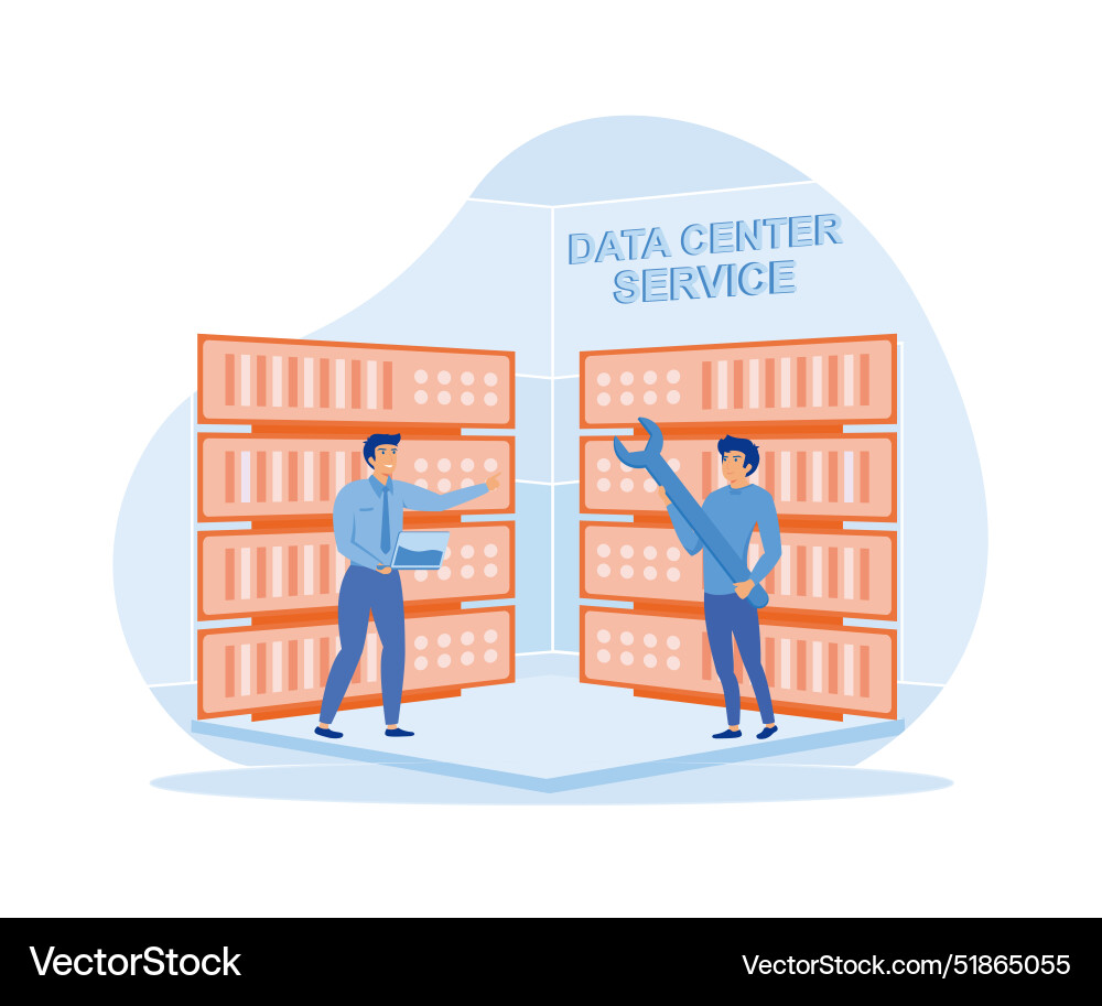Service engineers administrators set up data Service engineers administrators set up data Vector Image