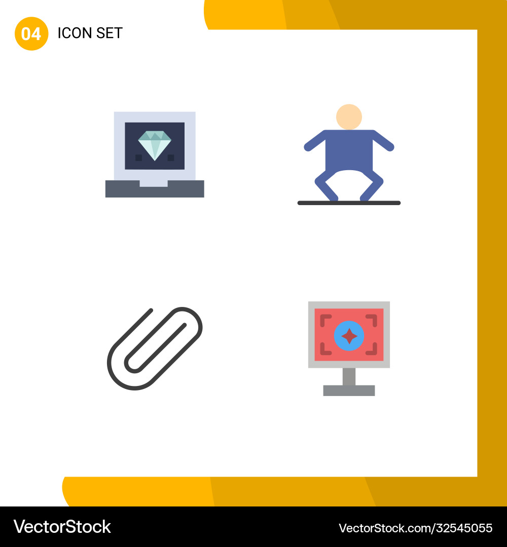 Set 4 flat icons on grid for coding clip Vector Image