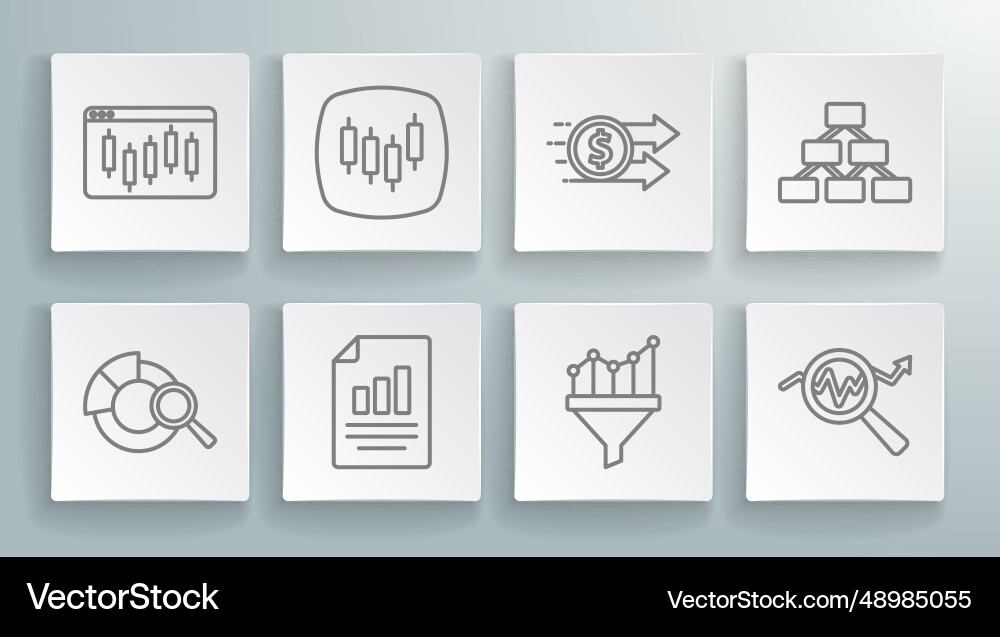 Set line search data analysis browser with stocks Set line search data analysis browser with stocks vector image