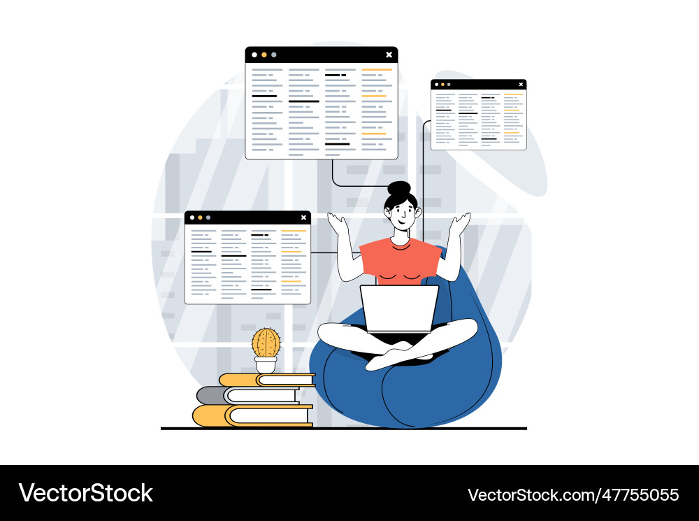 Software development concept with people scene Software development concept with people scene vector image