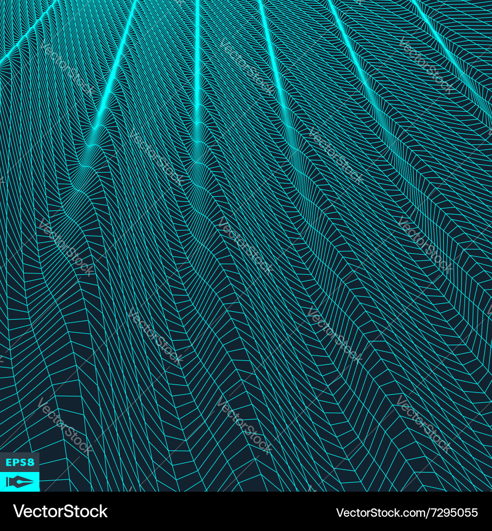 Wavy grid background 3d abstract vector image