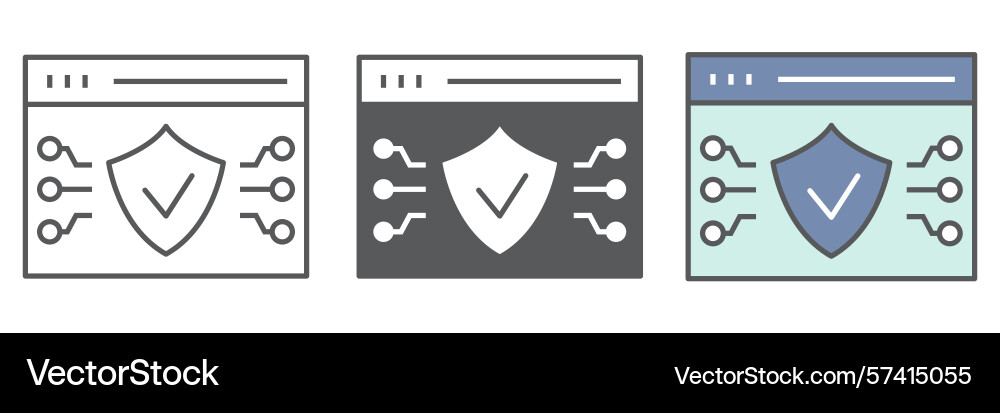 Web browser protection icon collection security Web browser protection icon collection security vector image