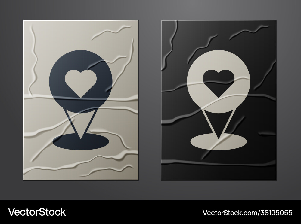 White map pointer with heart icon isolated vector image