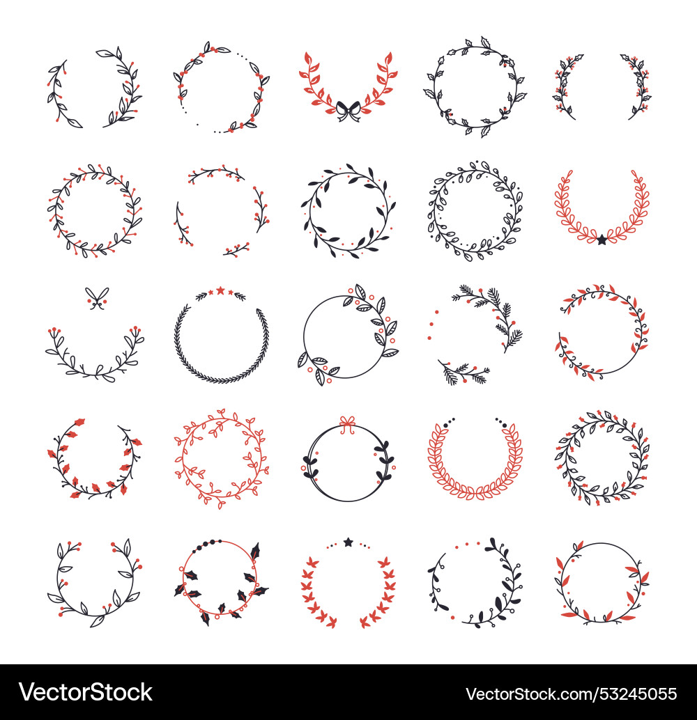 Xmas fir branchen dekoration christmas floral wreaths Xmas fir branchen dekoration christmas floral wreaths vektorbild