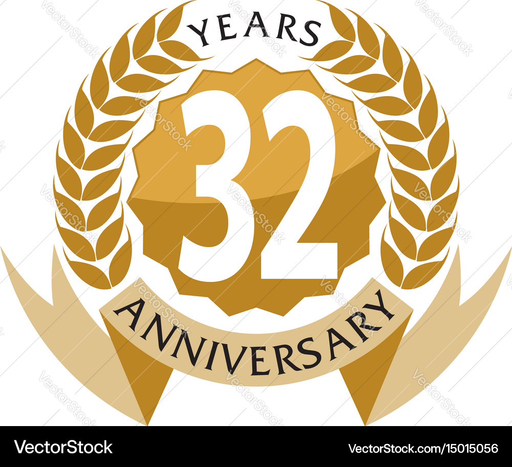 32 years ribbon anniversary – Royalty-Free Vector | VectorStock
