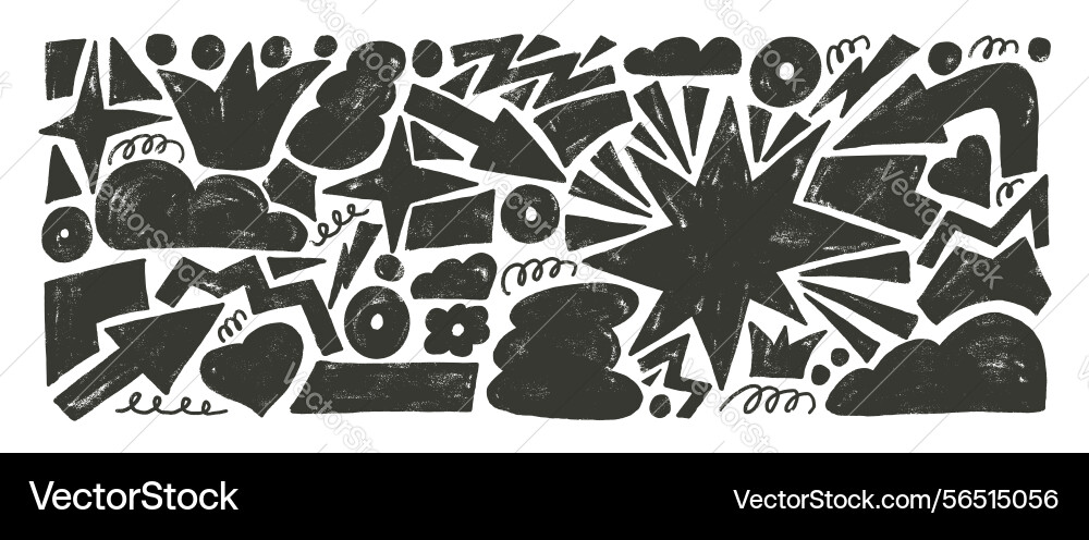 Abstract geometric shapes stencil set clouds Vector Image