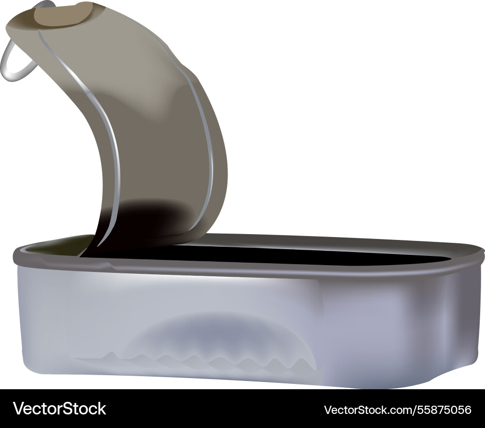 Ai-generated open empty sardine can with lid and Vector Image