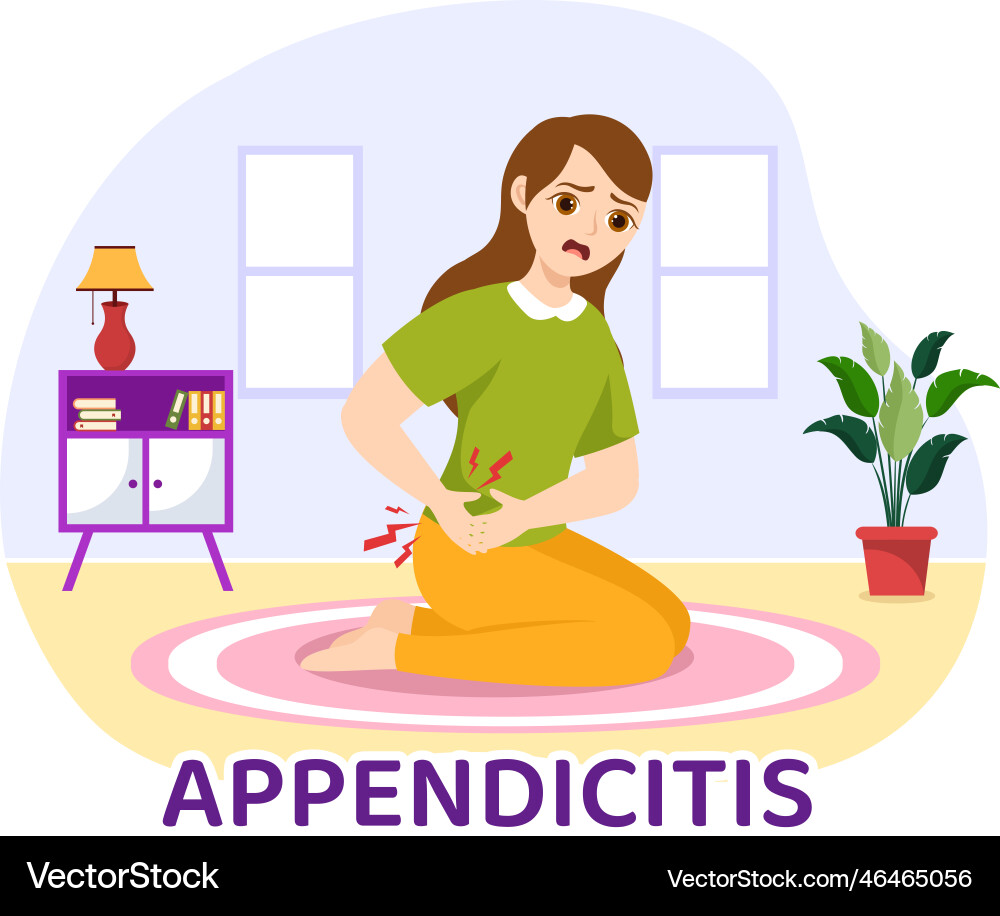Appendicitis with inflammation of the appendix Appendicitis with inflammation of the appendix vector image