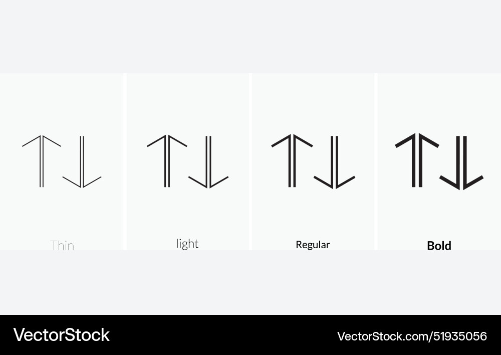 Arrows sort icon thin light regular and bold Vector Image