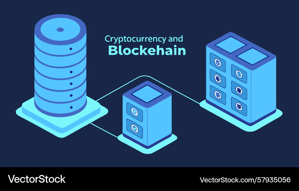 Cryptocurrency and blockchain network Vector Image