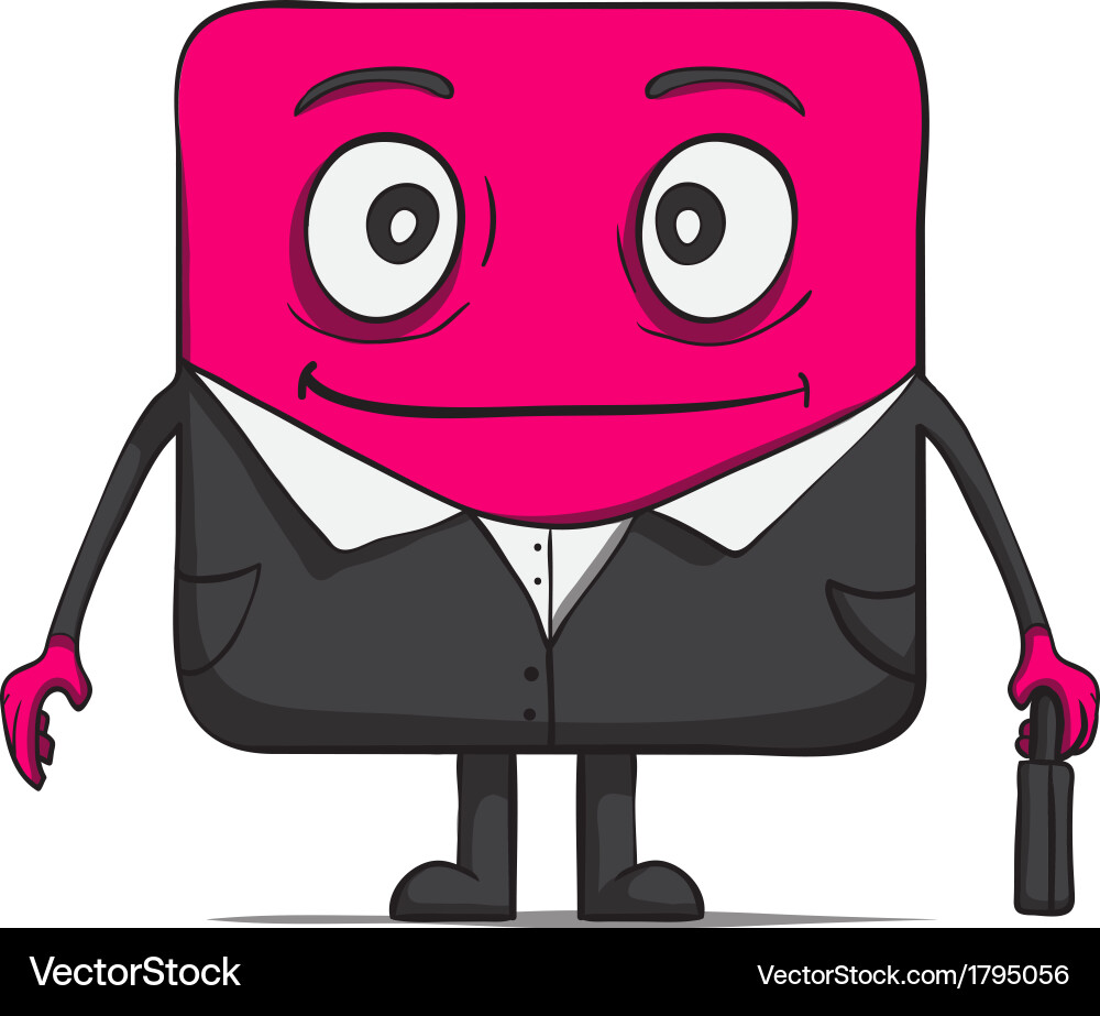 Funny cube dude businessman in suit square Vector Image