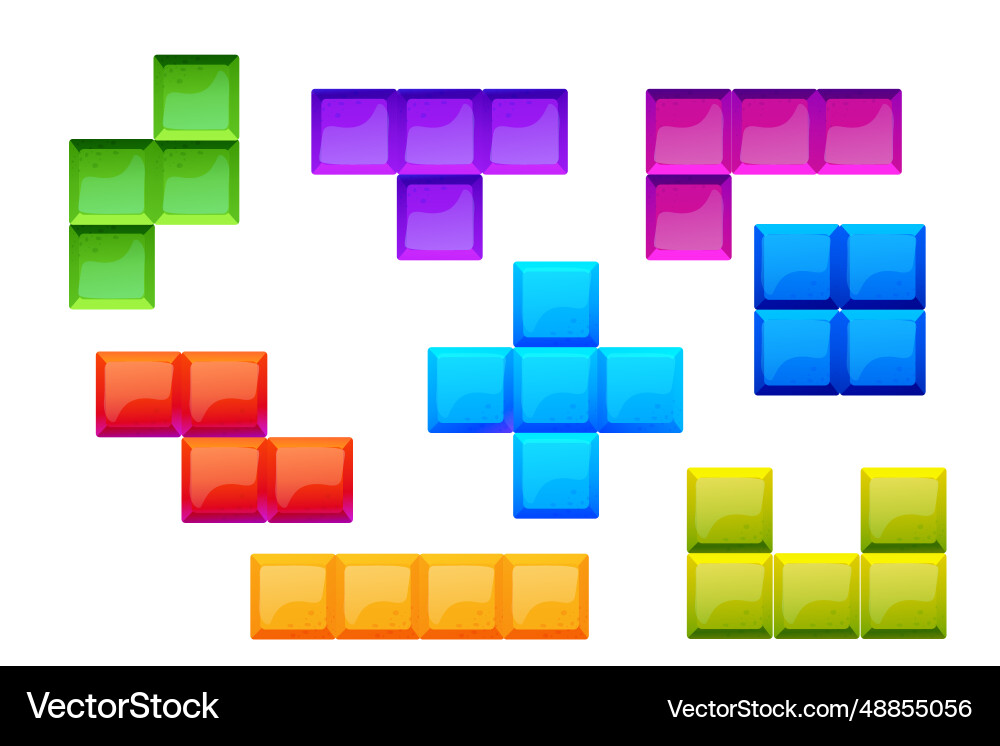Game bricks set colorful blocks classic logic Vector Image