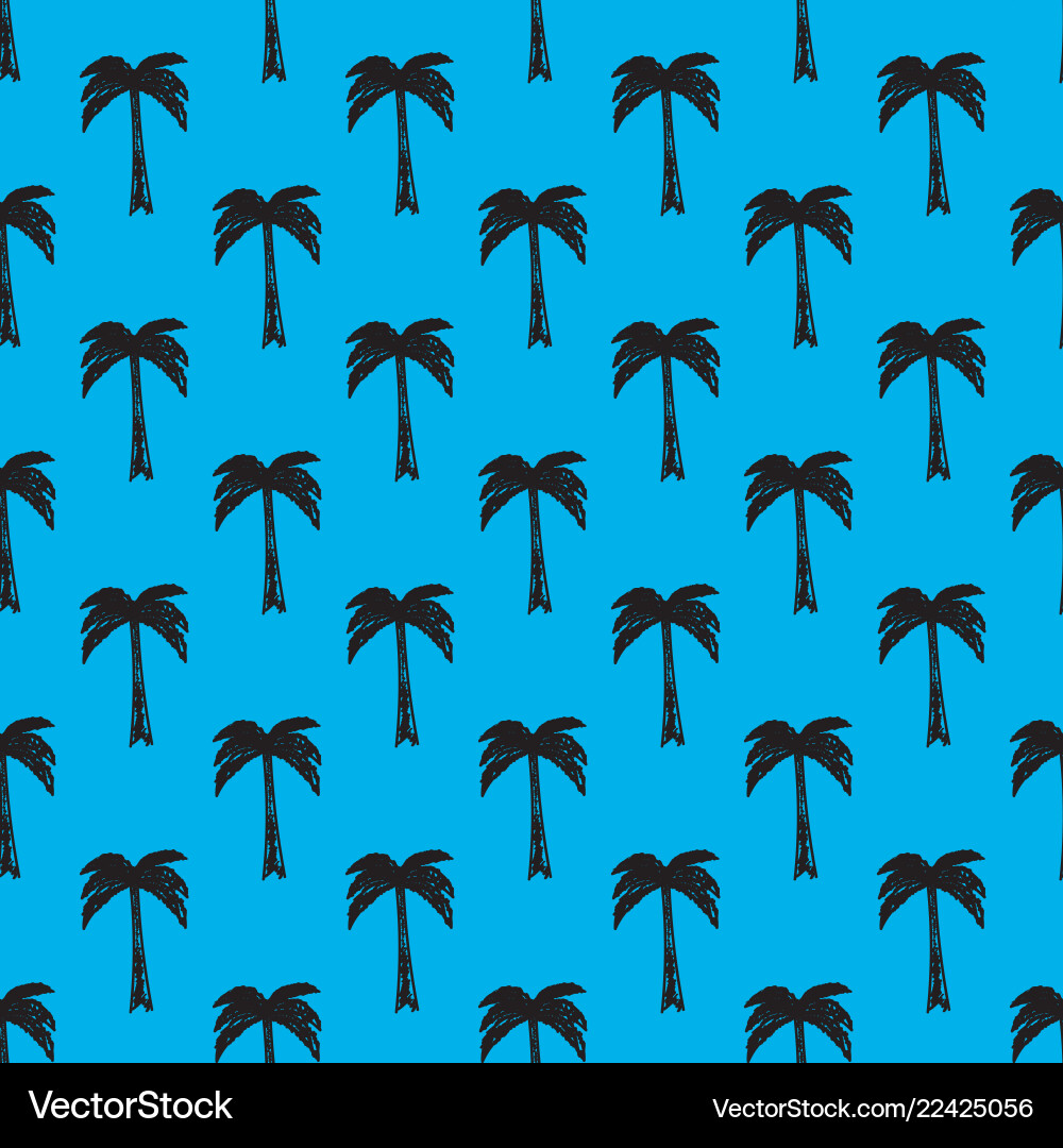 Palm tree blue seamless pattern simple of vector image