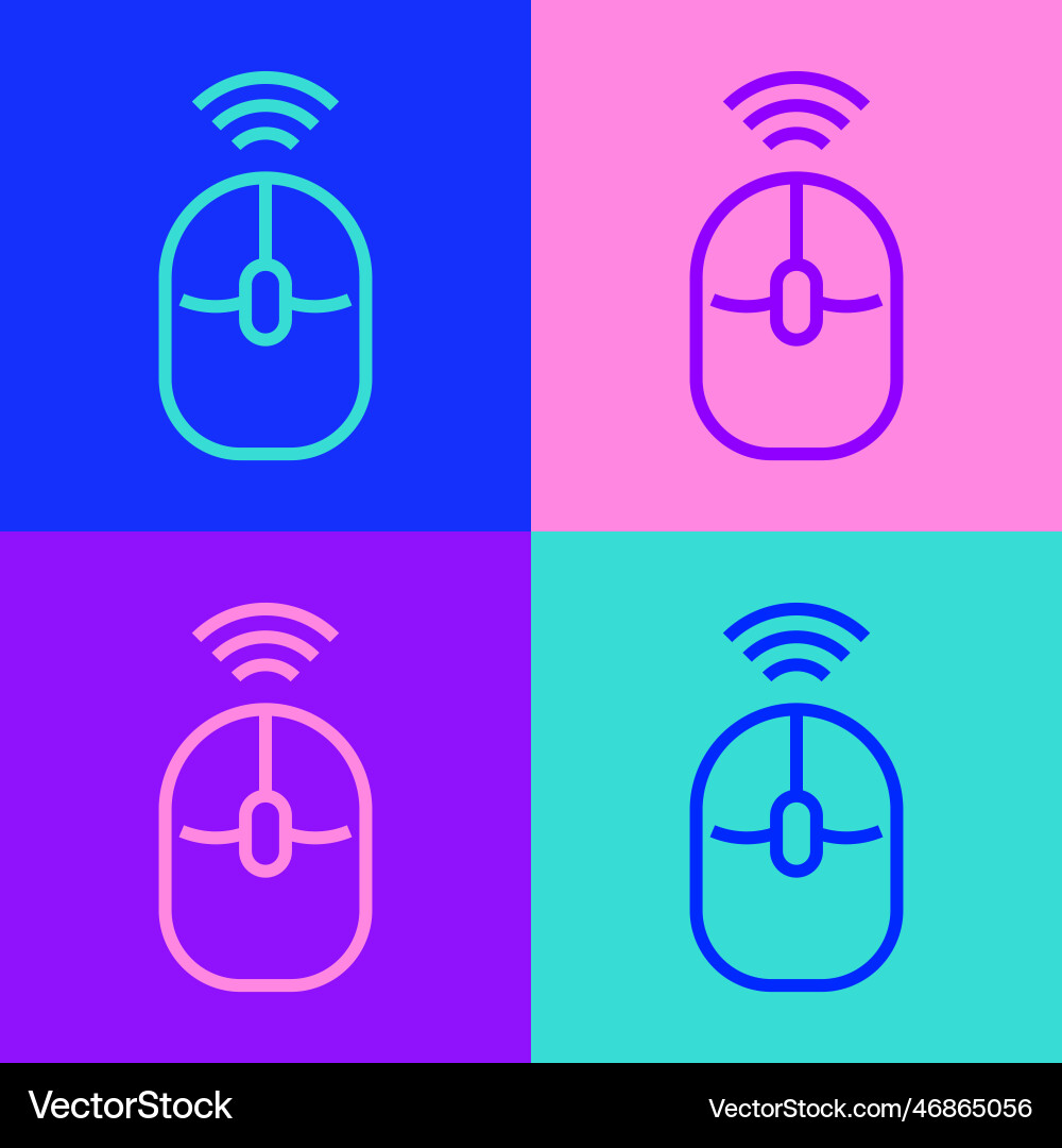 Pop art line wireless computer mouse icon isolated Pop art line wireless computer mouse icon isolated vector image