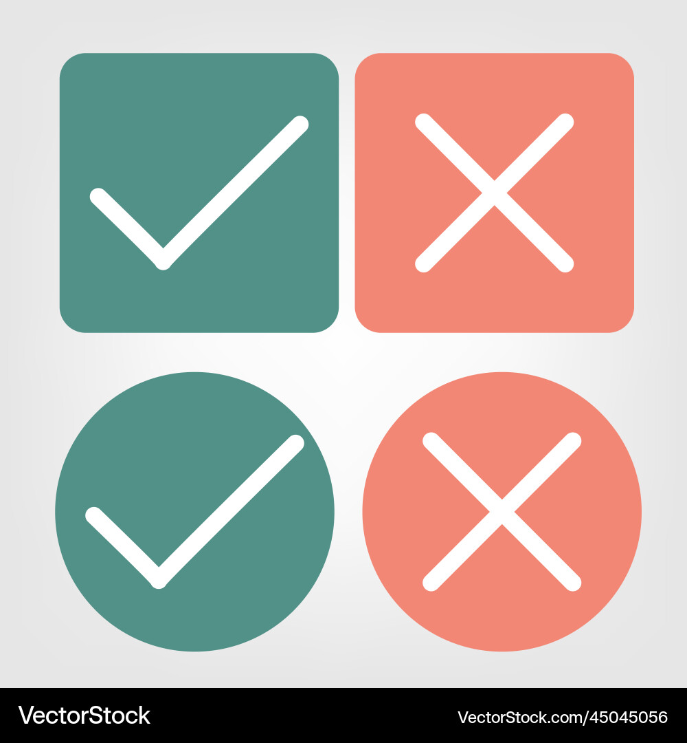 Realistic right and wrong button a set of glossy Realistic right and wrong button a set of glossy Vector Image