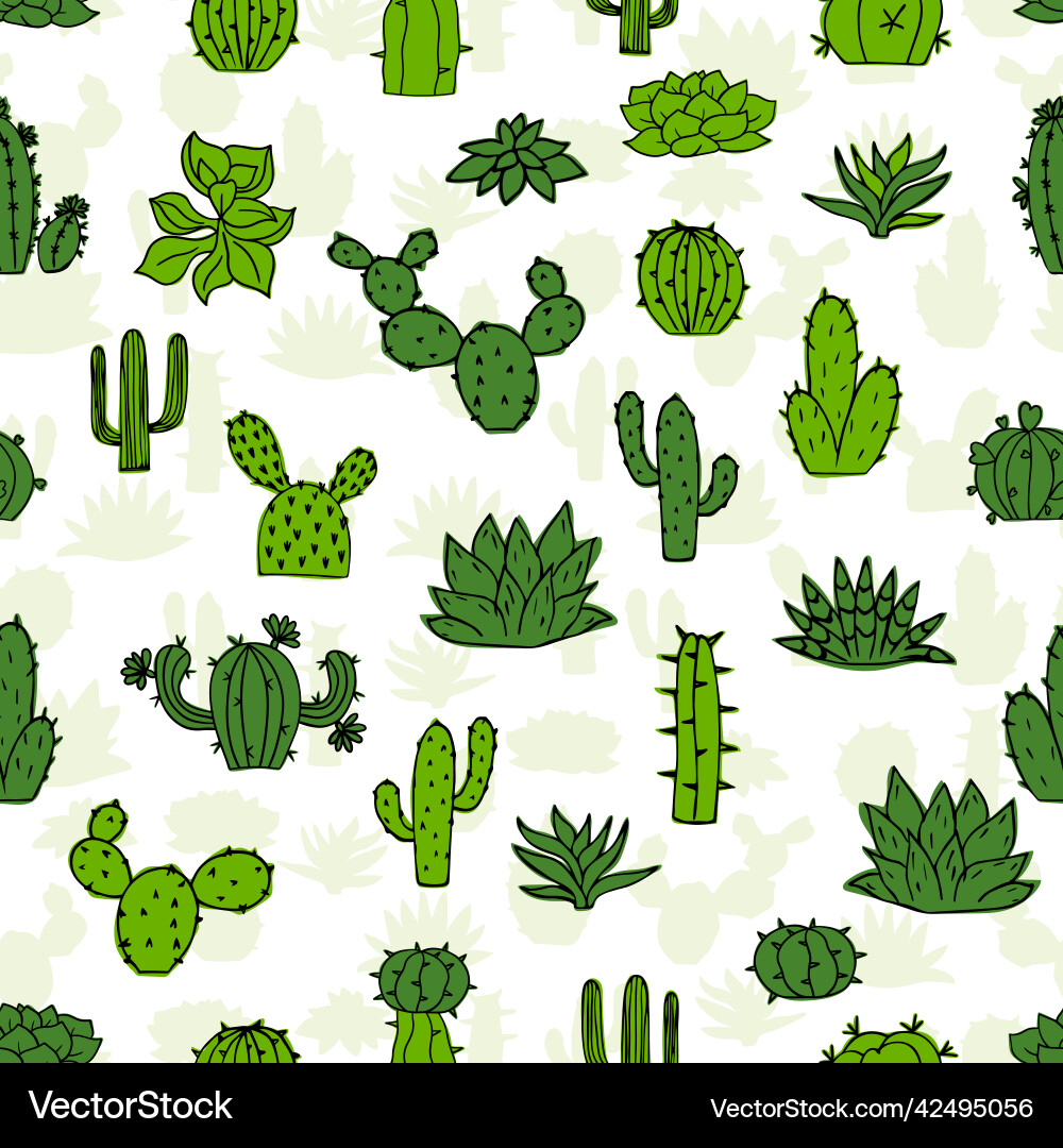 Seamless pattern with colorful cactuses perfect Vector Image
