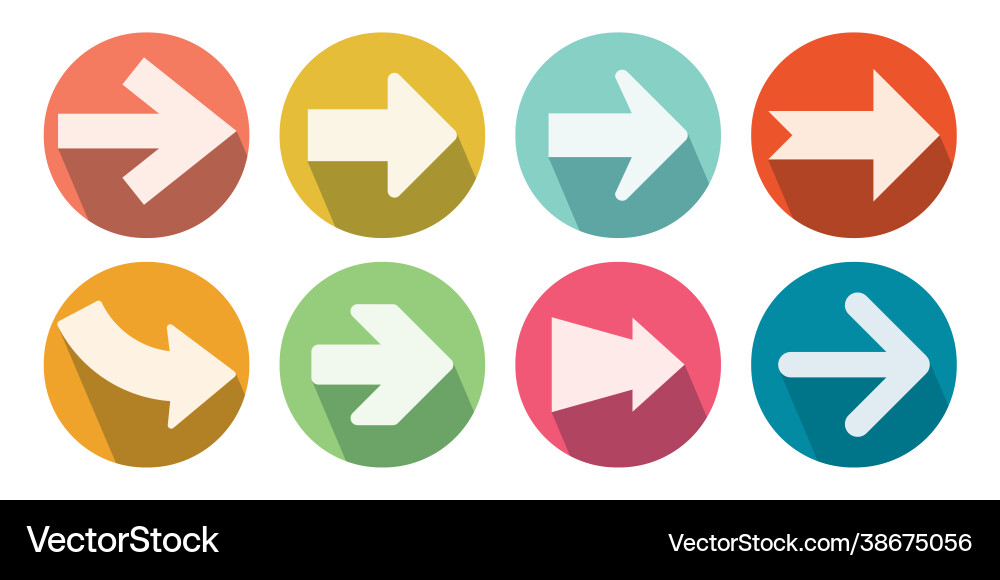 Set arrows in circle with shadow Set arrows in circle with shadow vector image