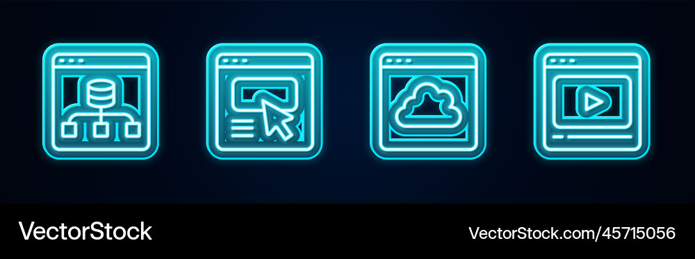 Set line server data ui or ux design cloud Vector Image